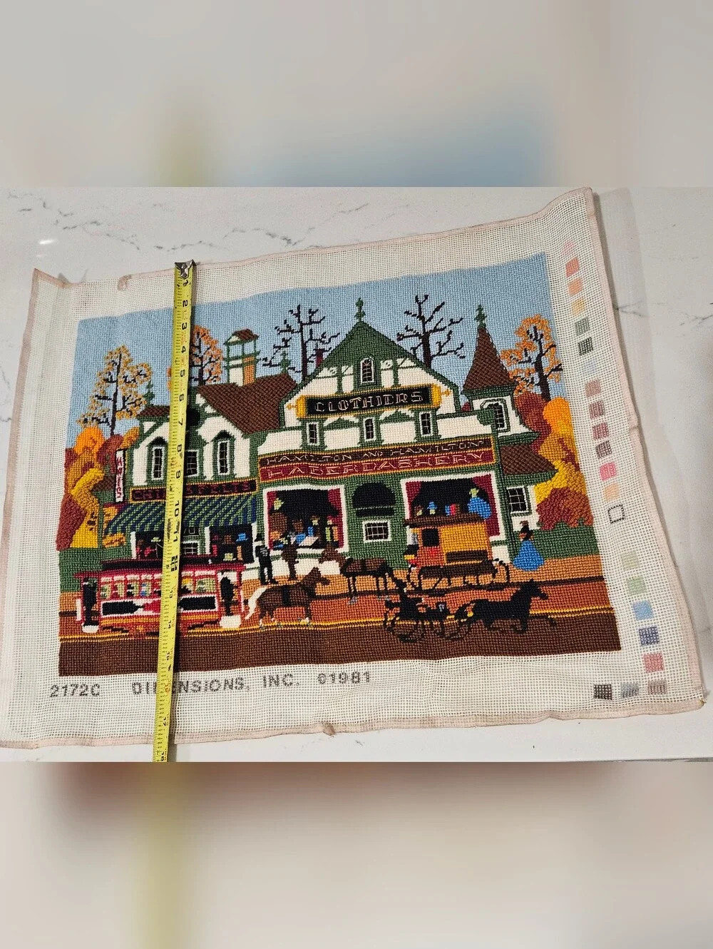 Vintage Dimensions Village Shopping Charles Wysocki Needlepoint Cross Stitch